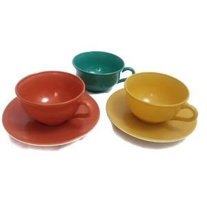 Hazel Atlas Vintage Ovide Pastel Teacup Saucer Set